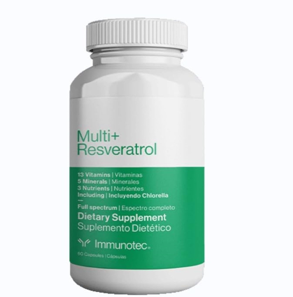 Immunotec - Multi+ Resvératrol - Supplément alimentaire complet - 13 vitamines, 5 minéraux, 3 nutriments avec Chlorella