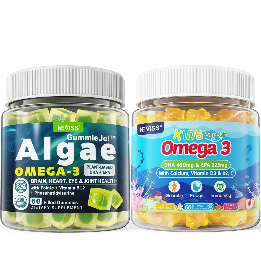 Omega végétalien 3 Gommies 1 Pack + sans sucre Omega 3 Gommies pour enfants 2 Pack