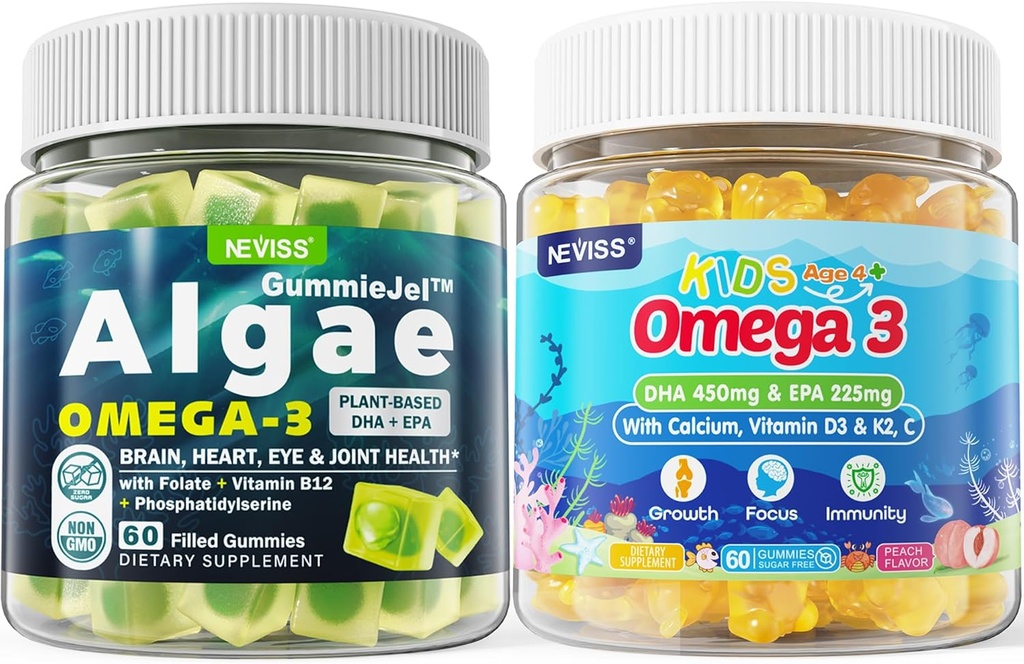 Omega végétalien 3 Gommies 1 Pack + sans sucre Omega 3 Gommies pour enfants 2 Pack