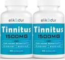 1500 MG Acouphènes pour les oreilles, Supplément d'acouphènes pour les oreilles, mélange à base de plantes, acouphènes pour les femmes hommes, (60 capsules, 2-pack)