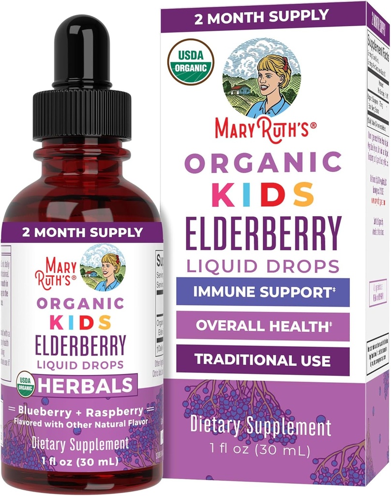 MaryRuth Organics USDA Bio Elderberry Liquid Drops for Kids.