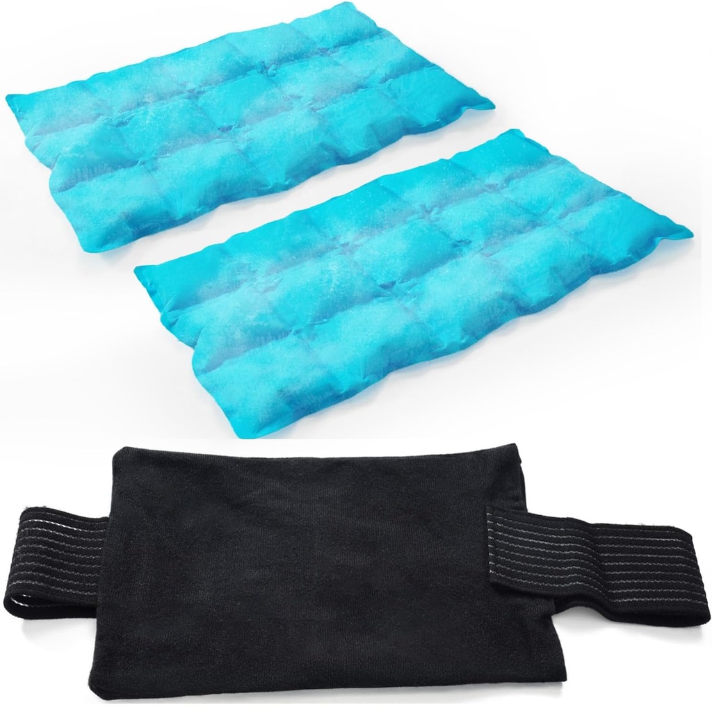 2 sachets de glace pour blessures réutilisables, froids et chauds pour blessures, douleurs articulaires, douleurs musculaires et inflammation corporelle, paquets de glace réglables pour genoux, dos, épaules, bras et jambes