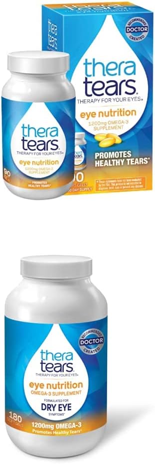 TheraTears 1200mg Omega 3 Supplément pour la nutrition des yeux,Organic Flaxseed Triglycéride Huile de poisson et VIT E,90 Compter avec Thera Tears 1200mg Omega 3 Supplément pour la nutrition des yeux, et vitamine E, 180 Compte