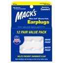 Mack's Oreiller Soft Silicone Earplugs, 12 Pairs – Les bougies originales en silicone pour dormir, ronfler, nager, voyager, Concerts et étudier