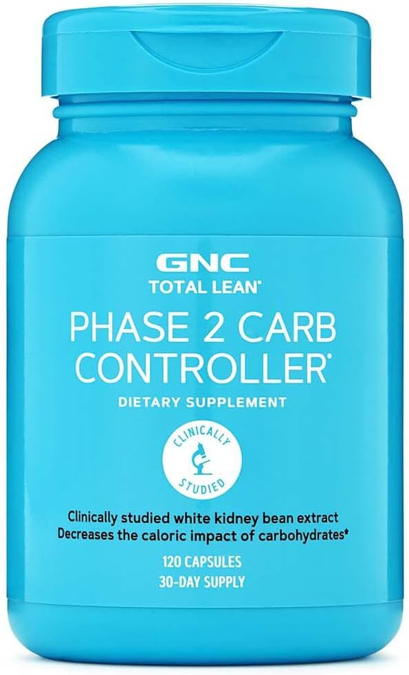 GNC Total Lean Phase 2 Contrôleur de glucides, diminue l'impact calorique des glucides, 120 capsules
