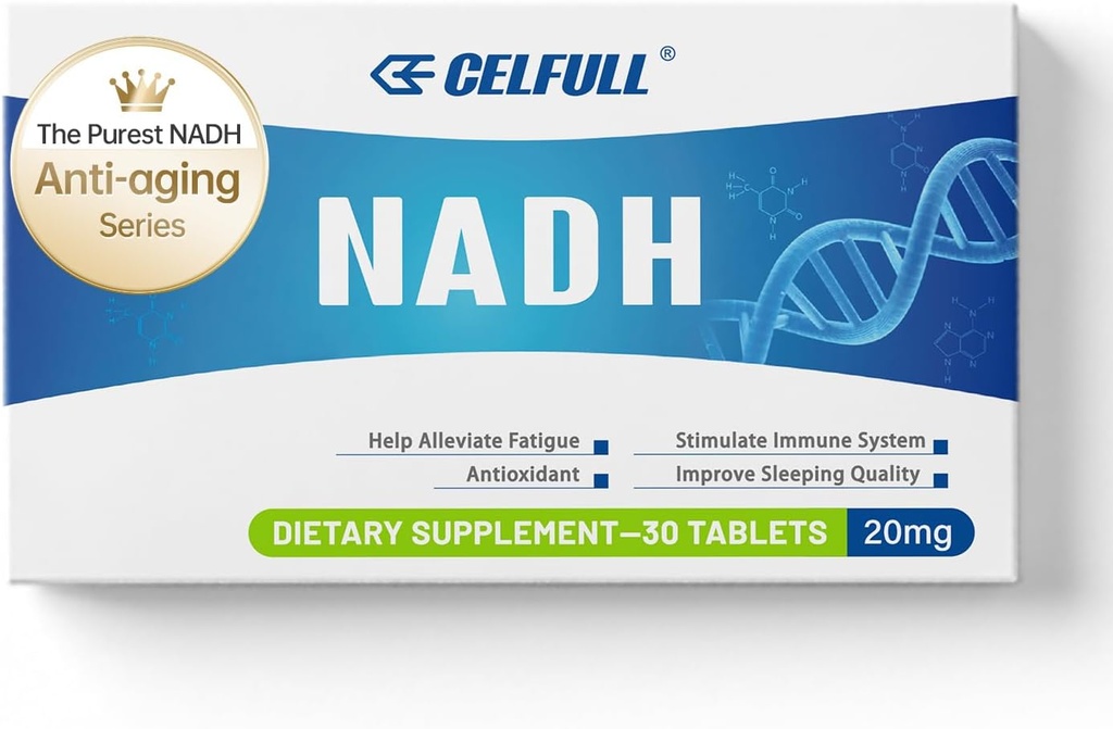 Supplément CELFULL NADH 40mg Enchance NAD+ Supplément pour le soutien immunitaire Régénération cellulaire anti-âge et suppléments de fatigue chronique