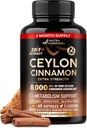 Ceylan Cinnamon Capsules - Extra Strength - Energy Heart & Metabolism Support for Men & Women - Supplément d'extrait de cannelle naturelle pure 20:1 - sans OGM et sans gluten - Fabriqué aux États-Unis - 60 capsules 2 mois