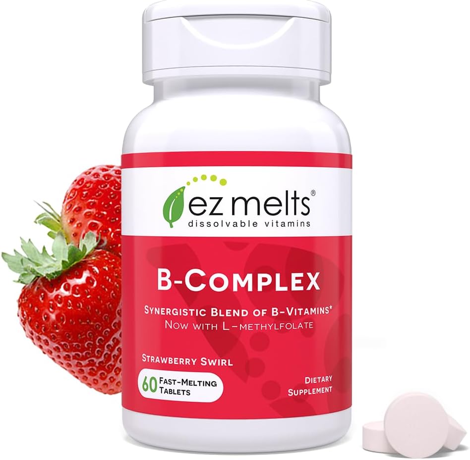 EZ Melts Dissolvable Vitamine B-Complex avec le méthyle B12 et le folate de méthyle, sans sucre, 2 mois d'approvisionnement - 1 paquet