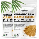 Earth Circle Organics Camu Poudre Camu – Poudre de baies crues organiques avec vitamine naturelle C et antioxydants – Vegan, Kosher, Superaliment non OGM pour l'immunité et l'énergie – 3oz (paquet de 2)