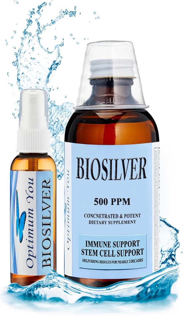 BIOSILVER | Colloidal Silver Liquid | 500 ppm, Extra Strength, 8 oz with Spray Bottle | Immune & Stem Cell Support | Wound Care & Superior Healing