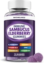 Elderberry Gummies Immune Support, Daily Support for Kids and Adults*, with Sambucus Elderberry, Zinc, Vitamin C, D3, B6, B12, Plus - Dietary Supplement - 70 Count