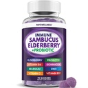 Gummies de baies aînées Soutien immunitaire, soutien quotidien pour les enfants et les adultes*, avec Sambucus Elderberry, Zinc, vitamine C, D3, B6, B12, Plus - Supplément alimentaire - 70 Compte