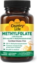 Pays Vie Méthylfolate Comprimés à croquer - Folate métaboliquement actif - Grande saveur d'orange - Sans gluten - Mels lisses - Vegan B12 - Vitamines pour femmes - Supplément quotidien - 60 comprimés