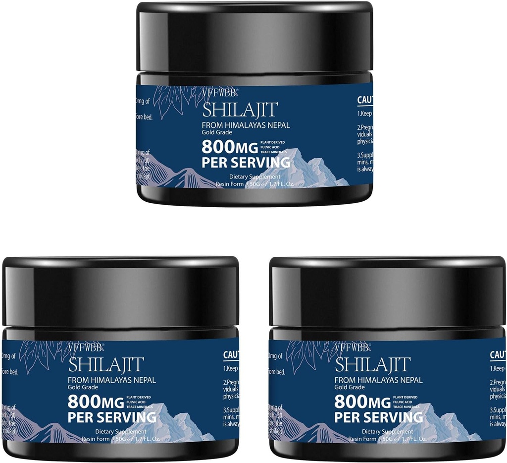 800mg Shilajit Pure Himalayan Organic Shilajit Resin-Gold Grade Shilajit pour hommes et femmes avec 85+ Trace Minerals & Fulvic Acid-100% Natural Shilajit Supplément pour l'énergie et le soutien immunitaire -50 Grams