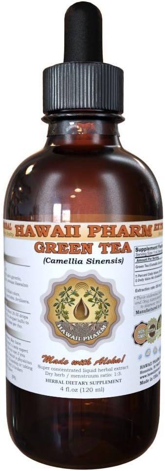 Extrait liquide de thé vert de HawaiiPharm, Thé vert (Camellia Sinensis) Supplément de teinture en poudre de feuille 2 oz