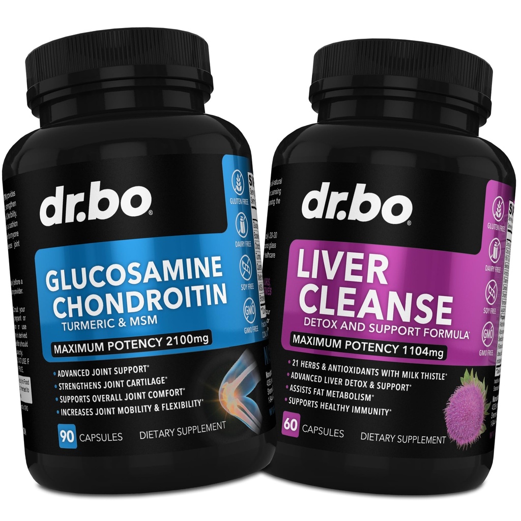 Glucosamine Chondroïtine MSM Turmeric & Liver Cleanse Detox - Supplément Santé articulaire Œufs du genou, Liver Cleanse Detox Support - Support articulaire Pilules Glucosamine Sulfate Capsules Joints Suppléments