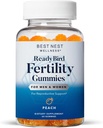Best Nest Wellness Gummies de fertilité - Multivitamine prénatale pour le soutien de la conception - Supplément nutritionnel avec des vitamines méthylées - Vibrant soutien de la santé avec Coenzyme Q10 - Pêche, 60 Gummies