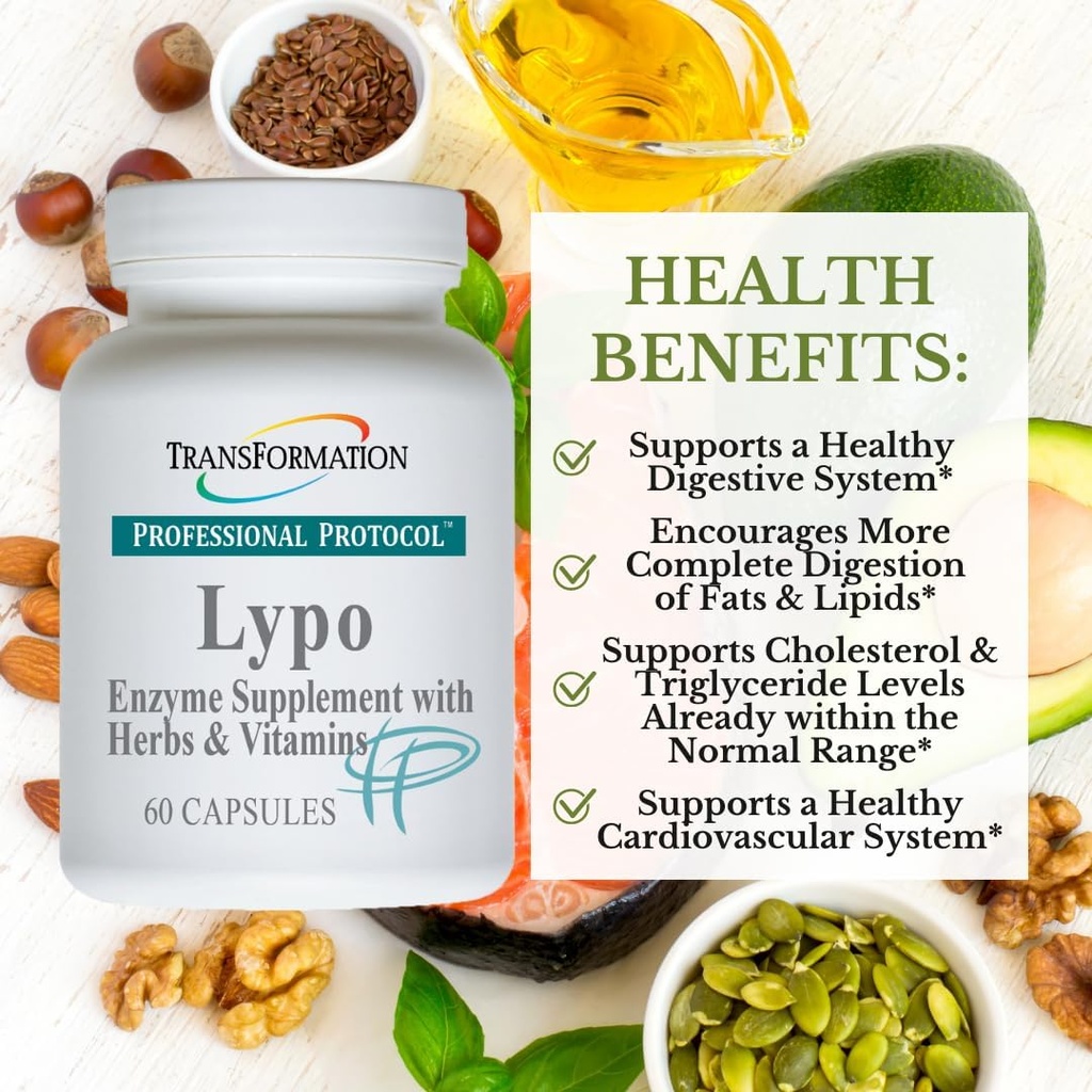 Transformation Enzymes Lypo Enzyme Supplement with Herbs and Vitamins for Digestive Health, 60 Caps
