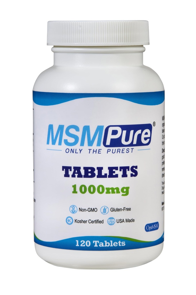 KALA Health MSMPure MSM Comprimés – 1000 mg US-Fabriqué MSM par comprimé pour la santé articulaire, l'apparence de la peau, le soutien des cheveux et des ongles – Coated for Easy Swallowing, sans goût – 120 Count