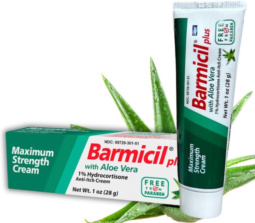 Plus Crème Allergies cutanées Aloe Vera avec 1% Hydrocortisone Résistance maximale Anti-Itch Contient 1 oz Tube (28 Grams) Soulage Allergies cutanées