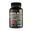 Shilajit Ashwagandha Rhodiola Rosea Panax Ginseng - pour hommes et femmes - Capsules Shilajit - 60 Capsules de Veggie