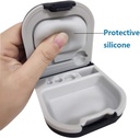 Cas d'aide auditive avec fente de stockage de batterie Dur Petit 0,59"*2,44"*1,57", Coussin Silicone, pour les aides auditives ITE, BTE (noir)