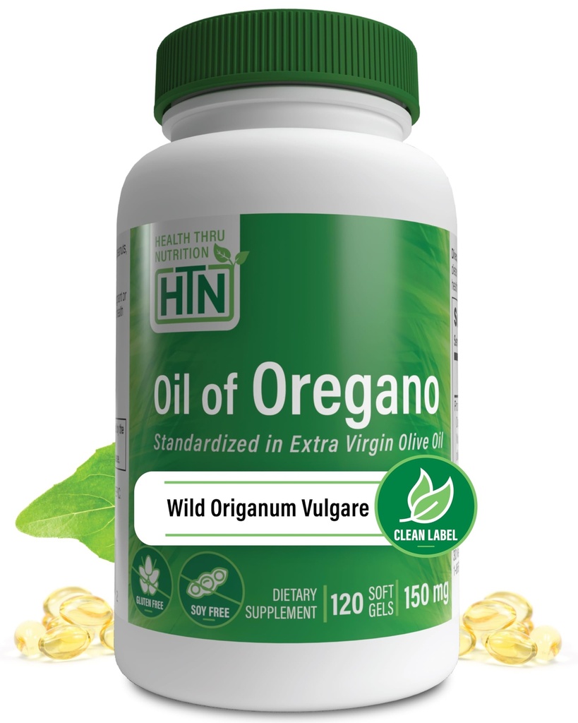 Huile d'Origan 120 Mini-Softgels (en anglais) Sauvages récoltés (en anglais) Européen 40:1 Origanum Vulgare Équivalent à 600mg Origan dans l'huile d'olive vierge extra (en anglais) Non-OGM Gluten Free (en anglais)
