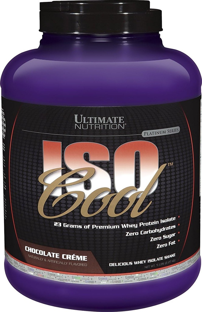 Ultimate Nutrition ISO Cool Whey Isolate Protein Powder - Keto-friendly - Sucre, glucides et sans gras - 23 grammes de protéines par portion, chocolat, 5 livres
