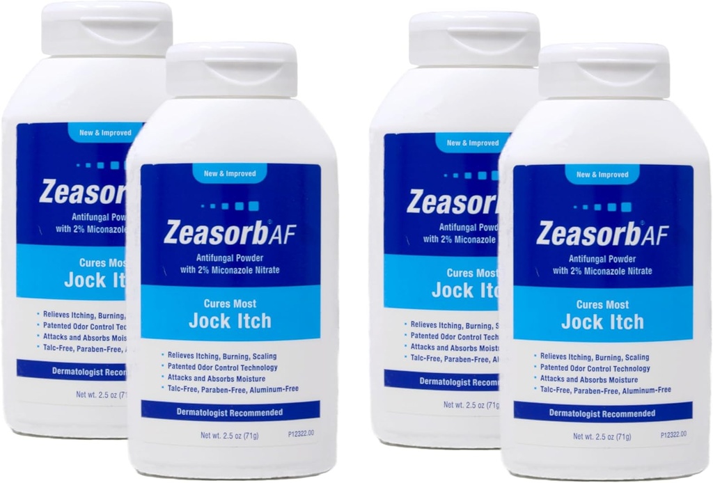 Poudre de zéasorbe, démangeaison de jock, 2,5 once (4 paquets)