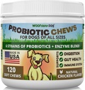 Probiotiques pour chiens - Digestive Health, Gut Flora, Bowel Support, Immune System Support - Soft Chews Supplément pour chiens 120 ct, Fabriqué aux États-Unis