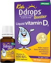 Drops Kids Booster 600IU 100 gouttes - Vitamine D liquide quotidienne pour les enfants. Soutenir les os forts et le système immunitaire chez les enfants. Pas de conservateurs, Pas de sucre, Non-OGM, Allergie-Amis