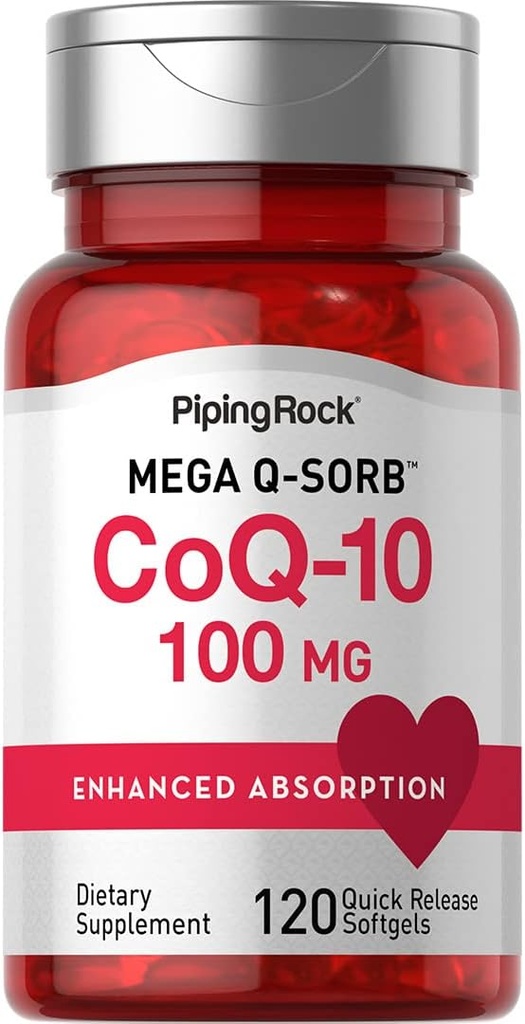 Piping Rock CoQ10 100mg.120 Softgels avec extrait de poivre noir.