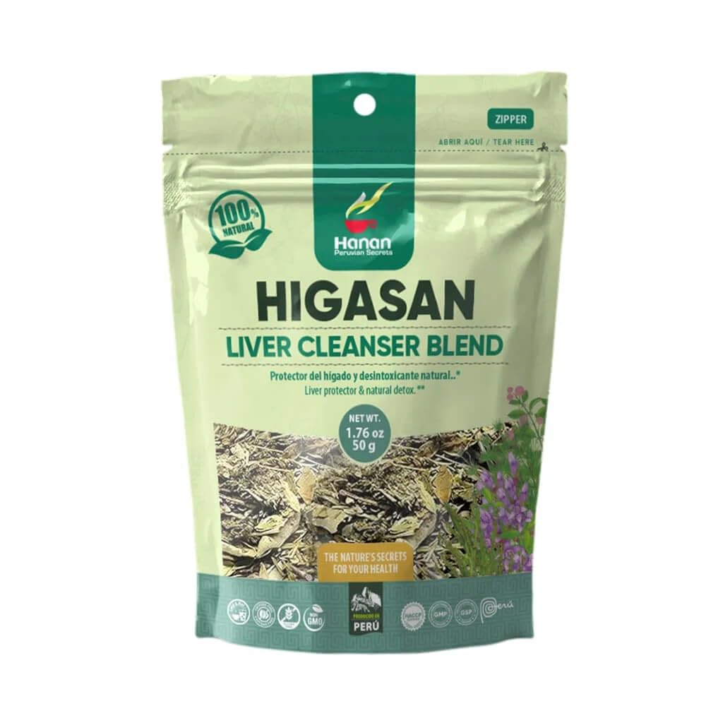 Hanan Peruvian Secrets Higasan Herbal Tea | 100% Natural Liver Cleanser | 1.76oz / 50g | Naturally Aids in Cleansing the Liver and Maintaining Healthy Cholesterol Levels - 6 Pack