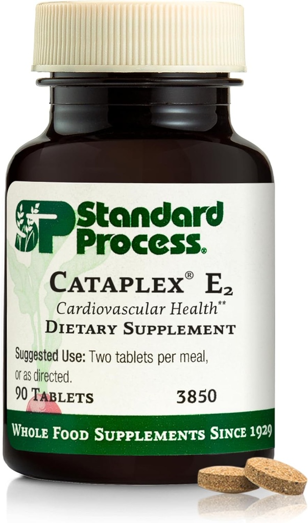 Standard Process Cataplex E2 - Vitamin E & Selenium Supplement for Cardiovascular & Cellular Health - Antioxidant Support for Heart Health - Non-Dairy & Non-Soy - 90 Tablets