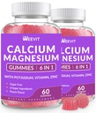 Gommies de calcium sans sucre avec/vitamine D3 K2, Gommies de zinc de magnésium de calcium pour os, muscles et immune, Algae CA Magnésium 2:1 Rapport supplément de calcium pour les femmes et les hommes - végétalien