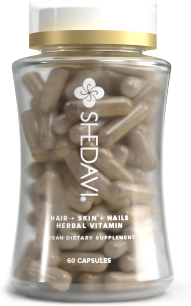 Shedavi Iconic Vitamines naturelles pour la croissance rapide des cheveux - Suppléments de cheveux purs formulé avec des vitamines pour promouvoir les cheveux plus épais, plus forts - Vegan Hair Care for Hair Loss - Non-OGM (60 capsules)