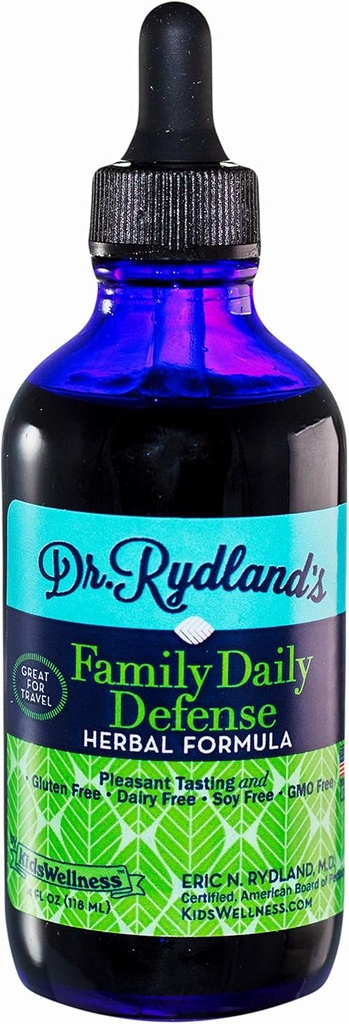 Rydland's Herbal Supplement (Supplément à base de plantes) Créé par KidsWellness (Défense quotidienne de la famille) pour l'usage quotidien et les voyages (Bouteille de 4 once)
