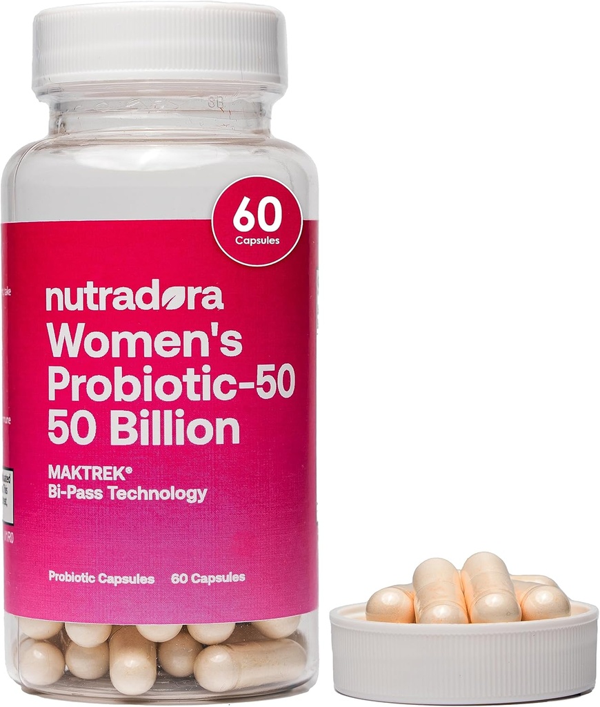 Probiotiques féminins pour la santé digestive, 50 milliards CFU 16 souches, soutien de la santé féminine pour Gut, PH Balance, urine et digestion, 60 capsules
