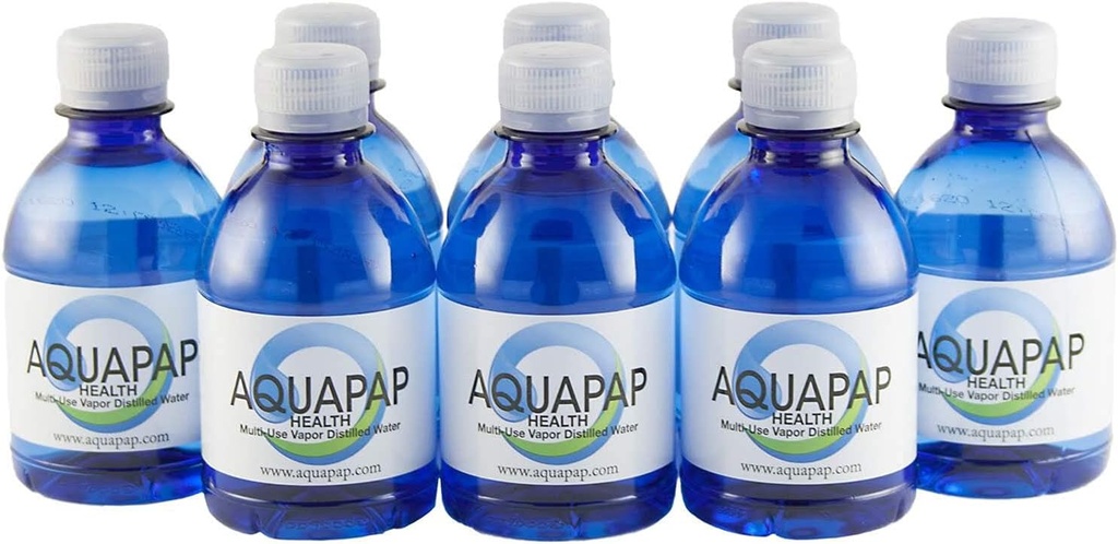 AQUAPAP Santé Neti Pot d'irrigation nasale Vapor Eau distillée 8 Pack de 8 oz Bouteilles à usage unique (L'eau seulement ne comprend pas le neti Pot)