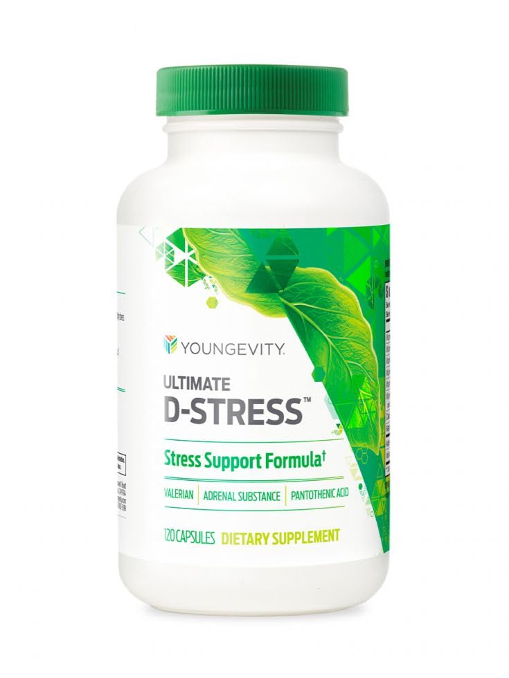Youngevity Ultimate D-Stress™ – Natural Stress Relief Supplement with Magnesium, Valerian Root Extract, and B Vitamins – Supports Adrenal Health and Nervous System – 120 Capsules (Pack of 1)