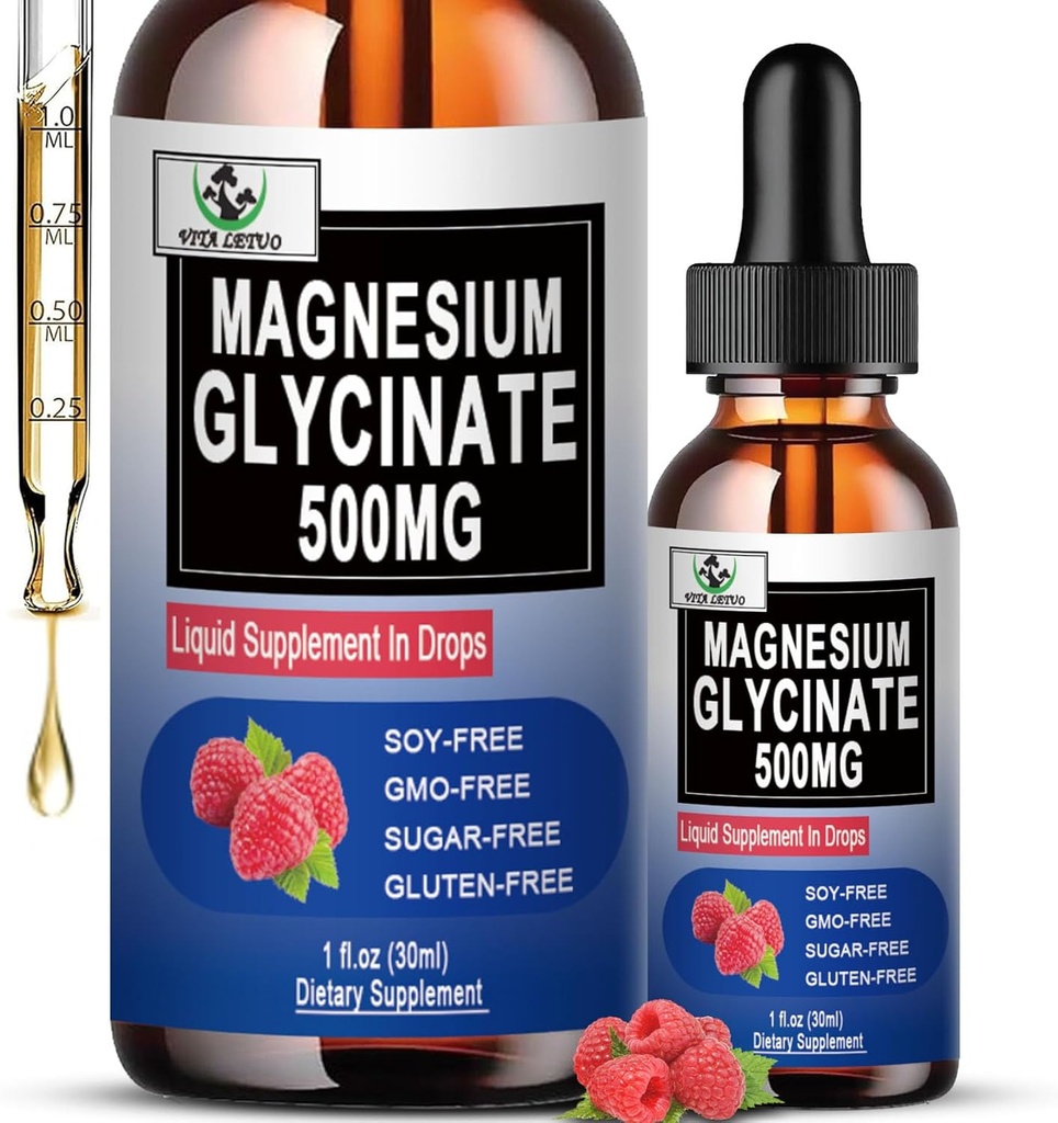 Supplément de magnésium liquide 500mg pour la santé du sommeil, du nerf, des os et du coeur