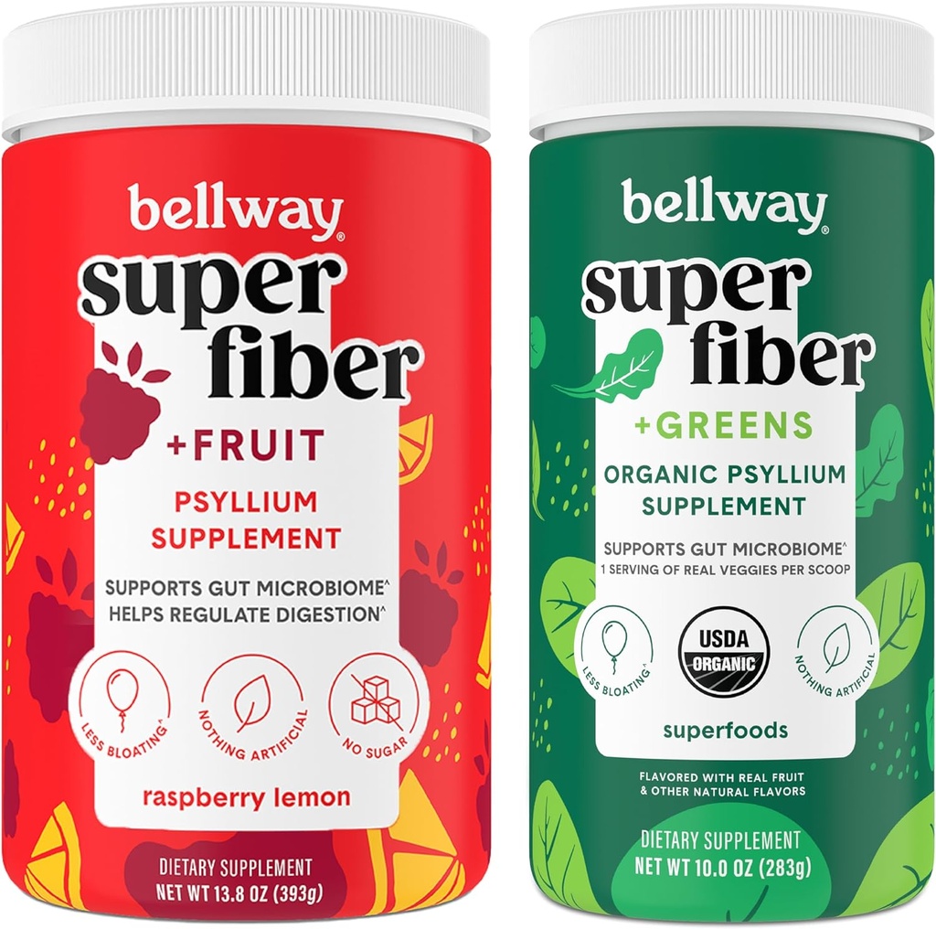Poudre Super Fibre Bellway + Fruits, Citron de framboise Super Fibre + Verts