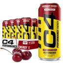 C4 Énergie Carbonée Zéro Sucre Consommation d'énergie, Pré-entraînement boisson + Beta Alanine, Cerise de minuit, 16 Fl Oz (paquet de 12)
