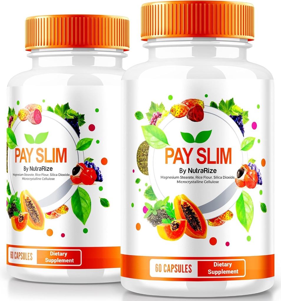 NutraRize (2 Pack) Payez des capsules minces, Supplément tout naturel PaySlim pour une perte de poids saine, Formule Premium pour atteindre les objectifs du corps et de la condition physique, Avis officiels (120 Capsules)