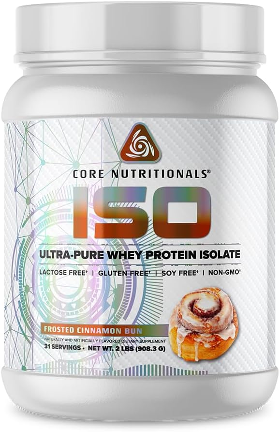 Noyaux nutritionnels Iso Whey Protein Isolat Lactose, gluten et sans soja 100% Microfiltré, pressé à froid $ 25g Protéine $ 2 Pound (Bun cannelle congelée)