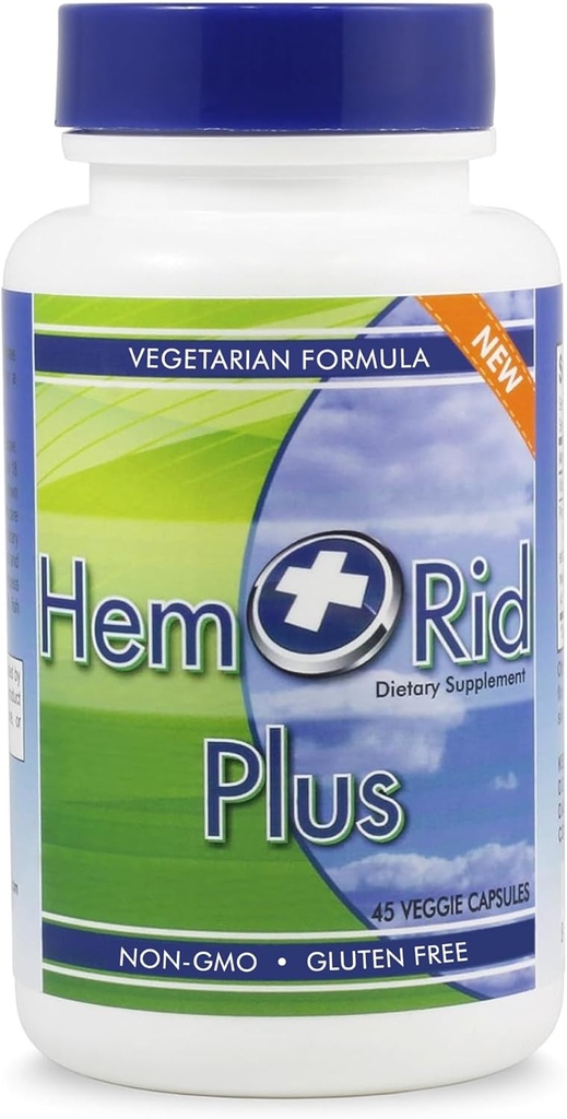 HemRid Plus Formule avancée de confort à base de plantes - 45 capsules de légumes pour le confort et le bien-être améliorés, avec châtaigne de cheval, Hazel de sorcière et plus - Fièrement fabriqués aux États-Unis
