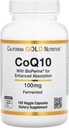 CoQ10 par California Gold Nutrition - USP-Verified, Fermented Coenzyme Q10 avec BioPerine - Mitochondrial Support - Vegan Friendly - Sans gluten, sans OGM - 100 mg - 150 Capsules de Veggie