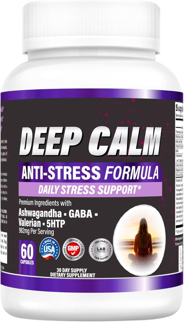 DEEP Calme - Supplément de support du stress- 60 capsules, 30 jours d'approvisionnement