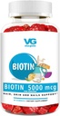 VITA GLOBE Biotine Gommies 5 000 mcg – Support extra-fort des cheveux, de la peau et des ongles – Mélange de saveur de baies, végétalien, vitamine gommy non-OGM pour les femmes et les hommes – 40 Compte (paquet de 1)