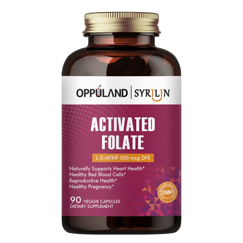 Supplément 5-MTHF Folaté-L activé - Methylfolate B9 MTHF avec vitamine B12, CoQ10 et framboise rouge - L-méthylolate méthylé pour les hommes et les femmes - 500 mcg - 90 capsules de Véggie